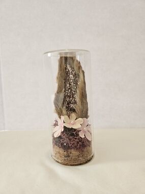 Handcrafted Pink Floral Glass Dome Home Accent